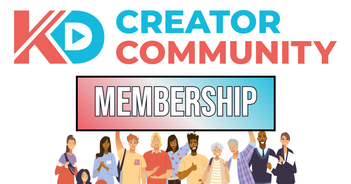 Kan Do Creators Community membership graphic featuring the KDCC logo with illustrated diverse group of YouTube creators